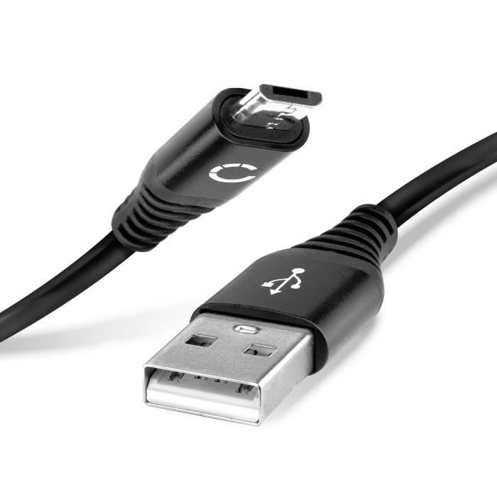 CELLONIC® Câble micro USB vers USB A 2,0-1 m pour appareil photo, téléphone portable, smartphone, navigation, casque, tablette, câble de charge 2 A en nylon noir