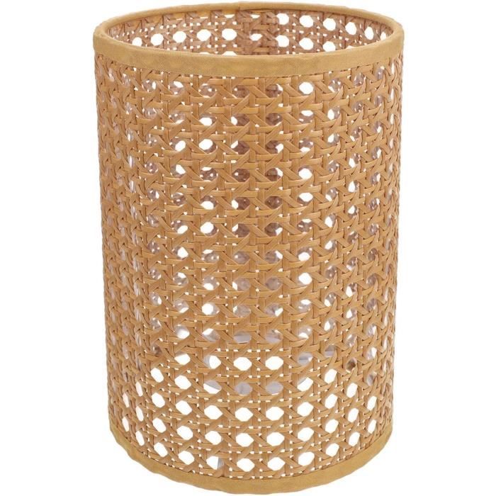 Abat-jour Rotin Rétro En Osier Et Bambou E27 - Lampe Suspenseur Ou Plafonnier, Décoration Bohème Naturelle Pour Maison, 30x30x20 Cm