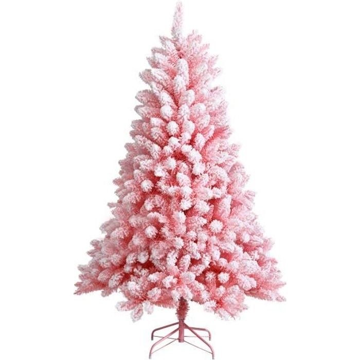 COSTWAY Sapin de Noël Floqué Artificiel 150 cm avec 680 Rameaux PVC Support Métallique Pliable 