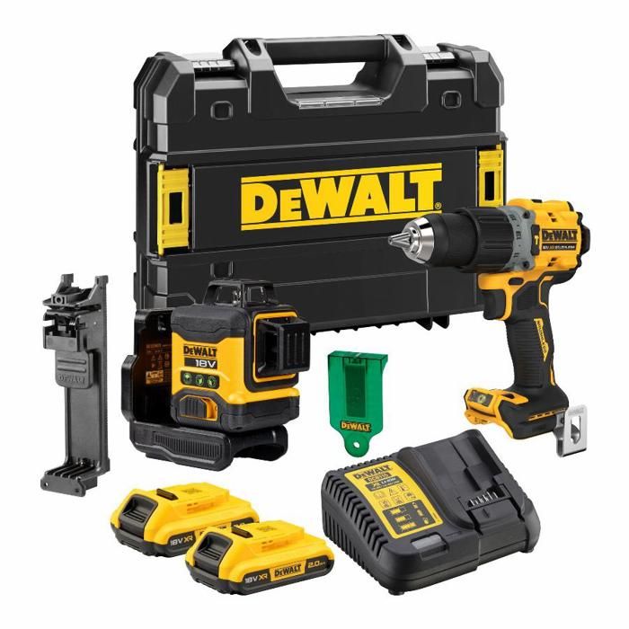 Kit 2 outils DEWALT Laser multilignes 3x360° DCLE34031 + Perceuse DCD805 DCK2095D2T QW - vue 2