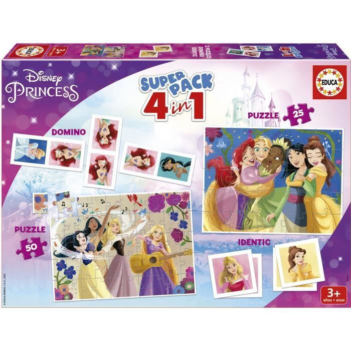 2 jeux éducatifs basiques et 2 puzzles - educa - educa® superpack disney princess