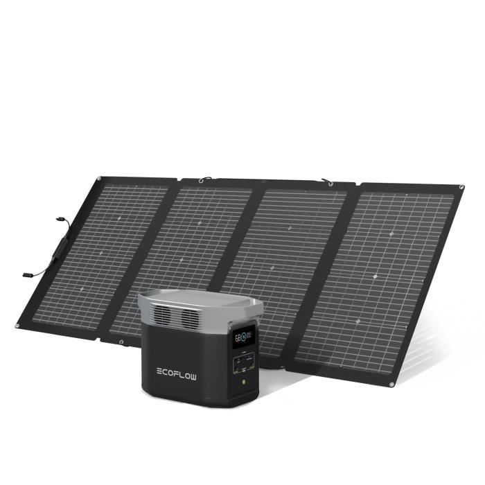 Générateur Solaire EF EcoFlow DELTA 2 et panneau solaire 220 W, capacité de 1-3 kWh, batterie LFP, charge rapide