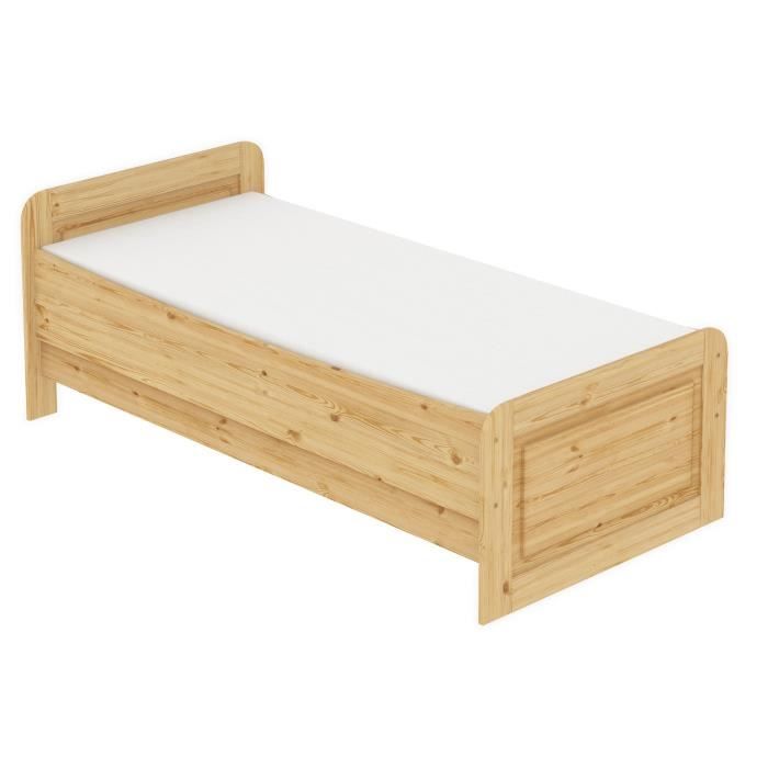 Lit extra haut et long pin massif 120x220 idéal pour les personnes âgées literie 60.42-12-220FVM Lit extra haut et long pin massif 120x220 idéal pour les personnes âgées literie 60.42-12-220FVM