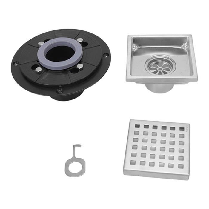 Siphon De Sol Carré 10x10 Cm Acier Inoxydable - Pour Douche, Salle De Bain, Cuisine - Couvercle Amovible Avec Crépine