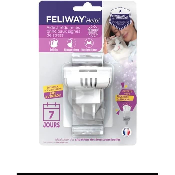 Feliway Help! Kit de Démarrage pour Chat | Vaporisateur pour Prise &  Cartouche | Phéromones pour Réduction du Stress à Court Terme | En Vacances