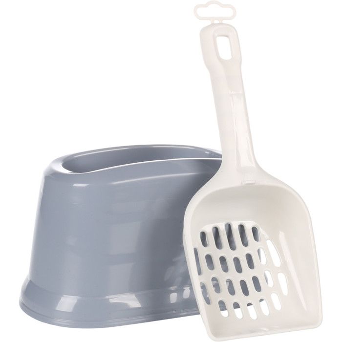 Meilleurs prix pour Support et Pelle à litière pour chat - Flamingo - Plastique solide - Couleur gris - Fabriqué en Europe