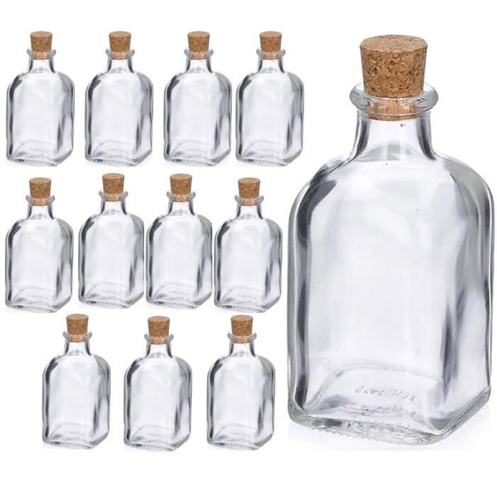 Lot De 4 Bouteilles En Verre Marron 250 Ml Avec Bouchon à Vis - Récipient Alimentaire, Cosmétique Et Pharmaceutique