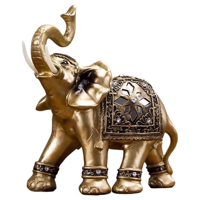 Chanceux Richesse éléphant Statue Sculpture Feng Shui Bois Grain Maison Bureau Décoration Chanceux éléphant Vert Figure Décoration De La Maison(Wood Grain Medium