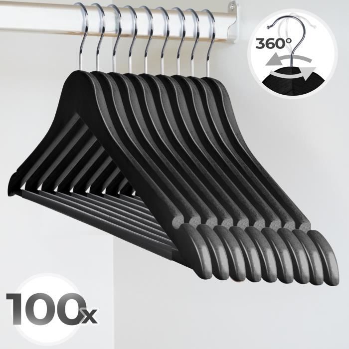 Lot De 15 Cintres Tosnail Pour Pantalons Et Jupes - En Bois Naturel, Clips Réglables, Crochet 360° - 35,6 Cm, Couleur Noir