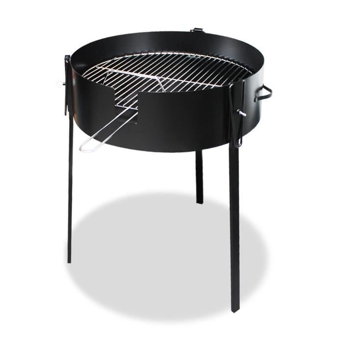 Barbecue au charbon de bois sur pieds avec grille en acier - Diamètre 50 x Hauteur 73 cm-JUANIO