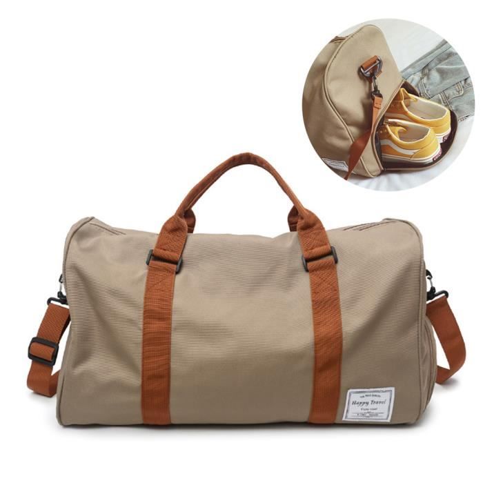 Sac de Voyage avec Compartiment,48cm,Week-End Sac ,Grand Léger Sac de Voyage Imperméable Homme Femme-Kaki