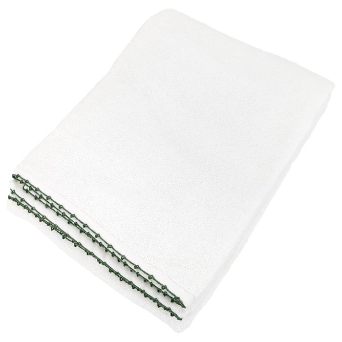 Drap De Douche 70x140 Cm Pur Coton Collection Horizon Rayures Vert - Doux Et Absorbant