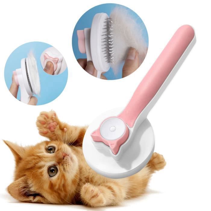 Meilleurs prix pour Brosse Chat Chien Automatique | Brosse Pour Chat Auto-Nettoyage, Brosse chien sous poil | Peigne de Toilettage Animaux - Rose