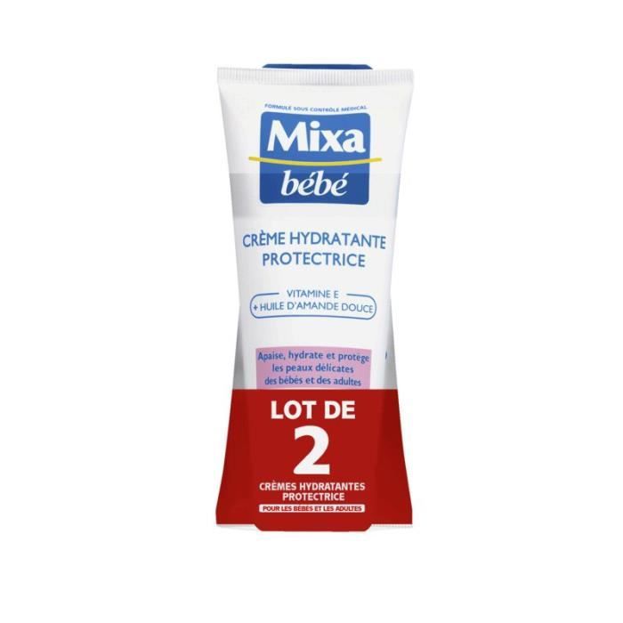 MIXA Bébé Crème hydratante protectrice - Huile d'amande douce - 100 ml - Lot de 2