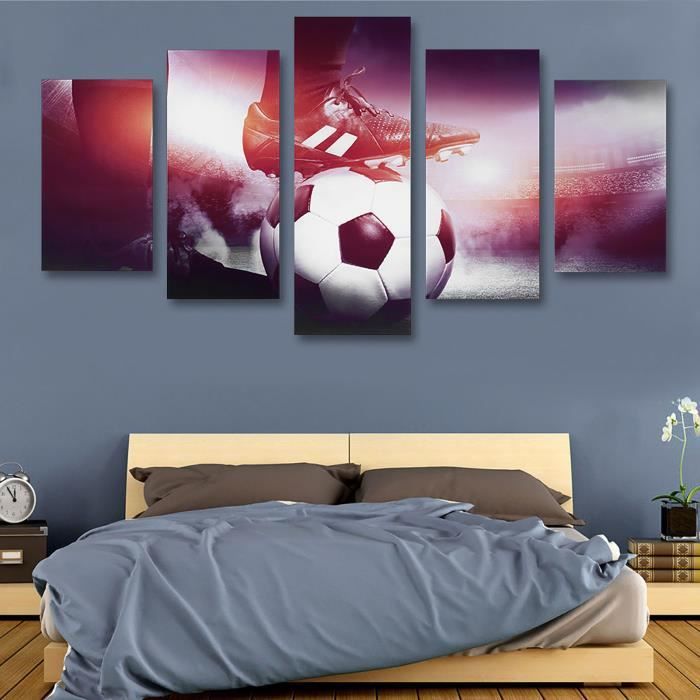 Mothinessto Tableau Mural Football Sports Toile Peinture 5 Panneaux Imprimé Image Wall Art Chambre Décor (S) papeterie l'huile