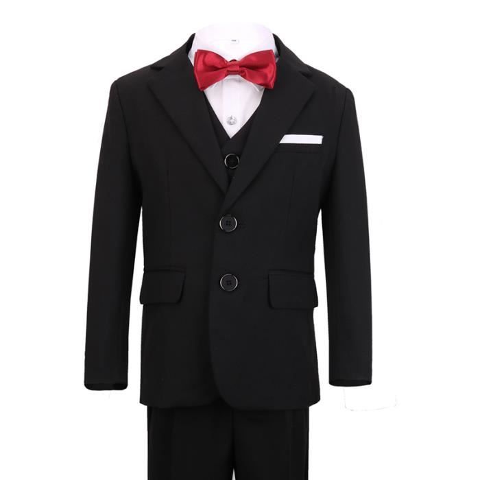 Ensemble Smoking 3 Pièces Homme Ceinture Nœud Papillon Et Pocket Square En Satin Noir Réglable