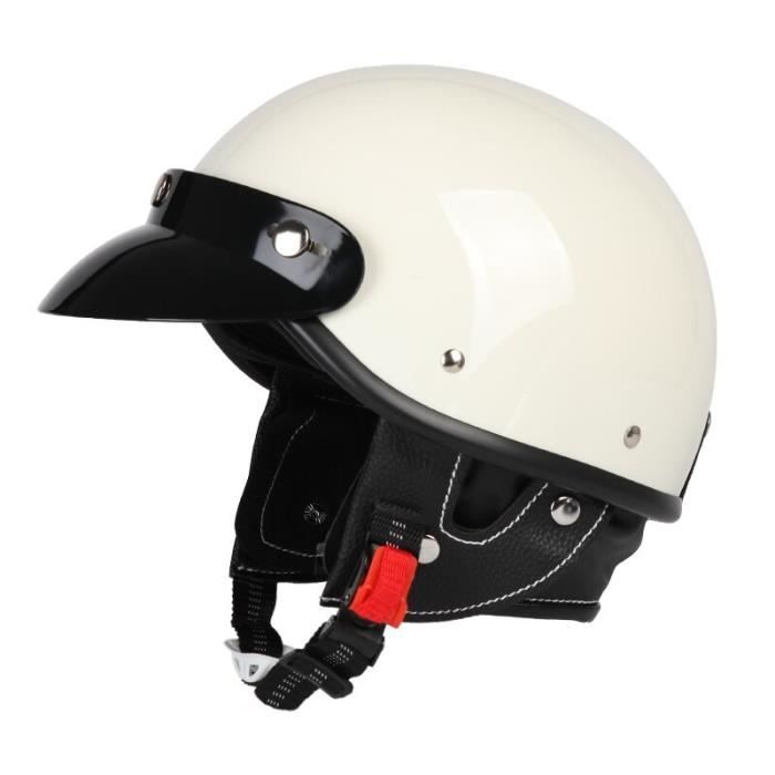 Casque Moto Ouvert Vintage ECE Approuvé - Demi-casque Rétro Pour Scooter Et Chopper, Avec Visière Solaire Intégrée, Doublure Amovible - 11