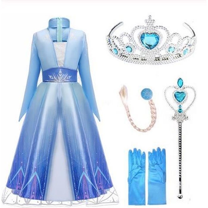 Déguisement Reine des Neiges Elsa pour enfants, robe de luxe