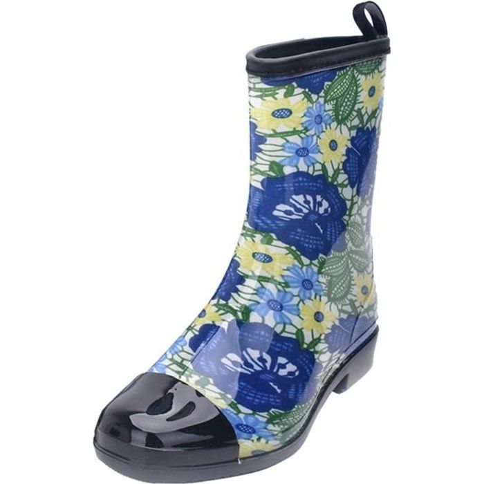 Foinledr Bottes De Pluie Mi-hautes Doublées En Caoutchouc Pour Homme - Imperméables - Respirantes - Imperméables - Bottes De Pêche, Bleu/orange, 45 EU