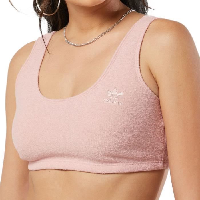 brassière femme - adidas originals - rose - tissu éponge - doublure molleton