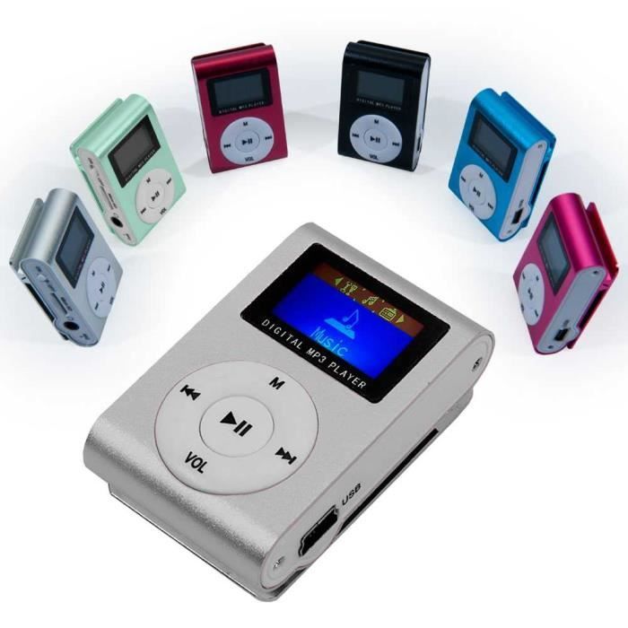 Lecteur MP3 OCIODUAL - Mini USB Gris - Supporte Carte SD jusqu'à 32Go avec Écran LCD