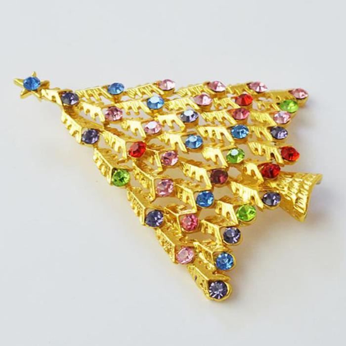 Broche Sapin De Noël Strass Orange - Déco De Fêtes Clj Charles Le Jeune