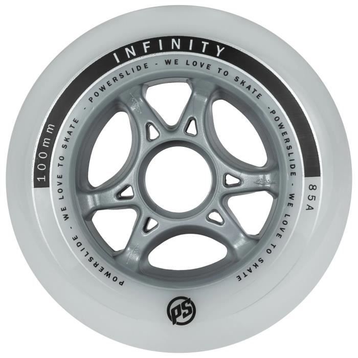Powerslide Infinity II – Lot De 4 Roues 105mm, Dureté 85A, Blanc, Pour Roller Freestyle Et Vitesse