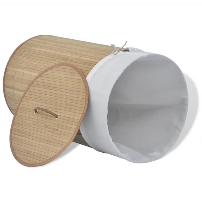 Panier à Linge Rond Bambou 48L Naturel - 5FIVE SIMPLY SMART