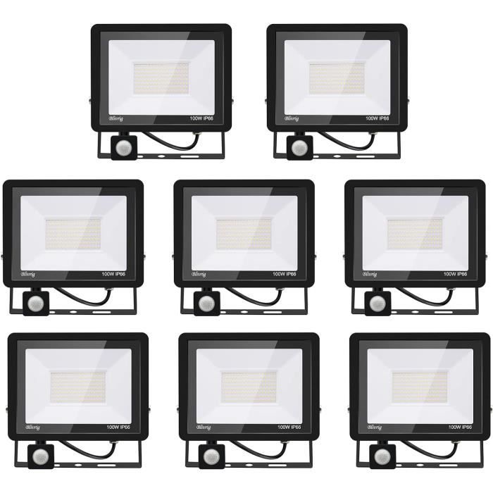 Blivrig Projecteur LED Exterieur Detecteur De Mouvement 100W Blanc