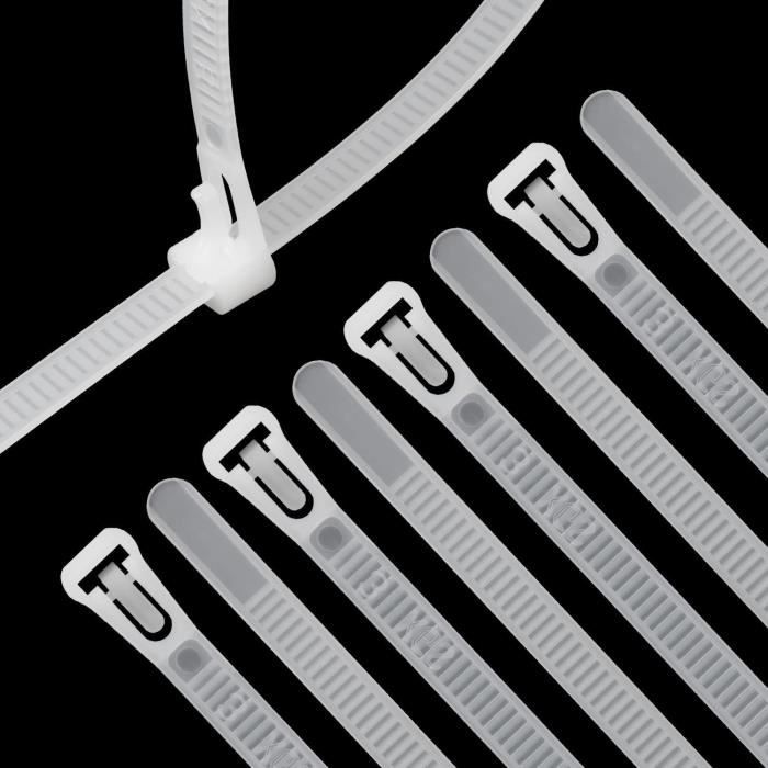 Lot De 100 Attaches Zippées Réutilisables - Nylon 8 Pouces, Auto-verrouillage, Résistance 40 Lb