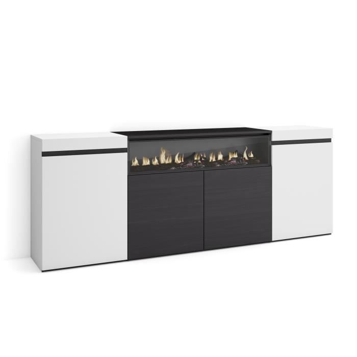 Buffet Bahut Enfilade Meuble de Séjour 200x35x75cm Blanc et noir RF2298 Buffet Bahut Enfilade Meuble de Séjour 200x35x75cm Blanc et noir RF2298