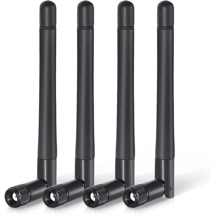 Lot De 4 Antennes WiFi ADAPTOUT X4 - 12dBi, Bi-bande 2.4GHz/5GHz, SMA Mâle Pliable à 90°, Pour Drones Et Routeurs