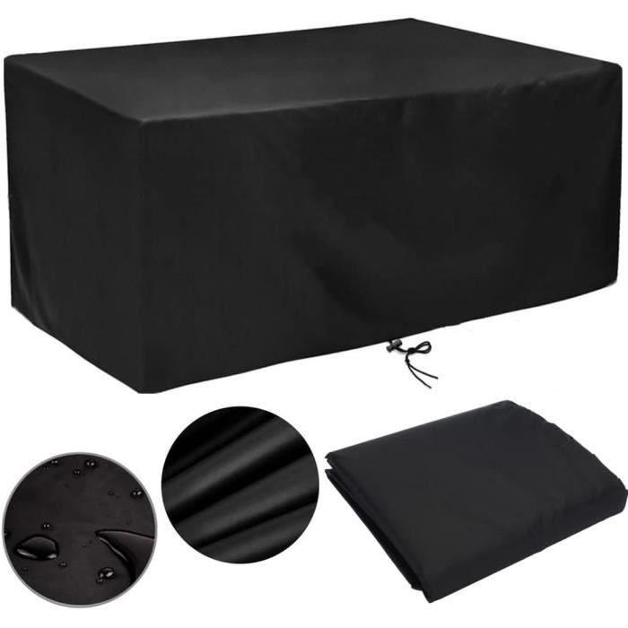 Housse De Protection Pour Table De Jardin 260x200x100cm - Imperméable Oxford 420D Argenté, Anti-UV Et Coupe-vent