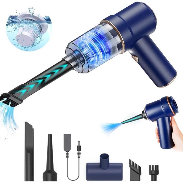 Aspirateur à Main Sans Fil Puissant 120W - 9000 Pa, 60000 Tr/min, Léger 610g, 25 Min, 2 Filtres Lavables & 3 Ajutages Pour Voiture, Maison, Canapé Et Tapis