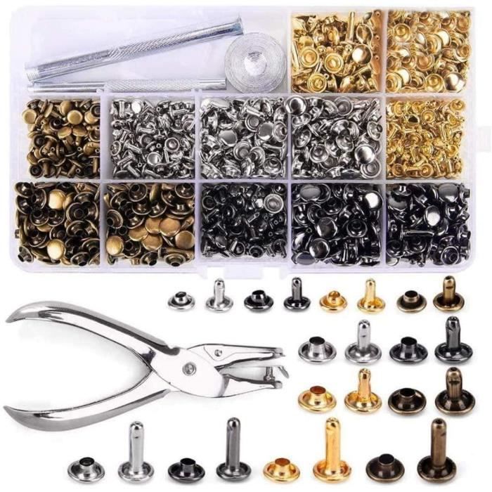 Rivets En Cuir, Kit De Rivets En Cuir, Rivets 120 Ensembles De Rivets En Cuir Et Boutons