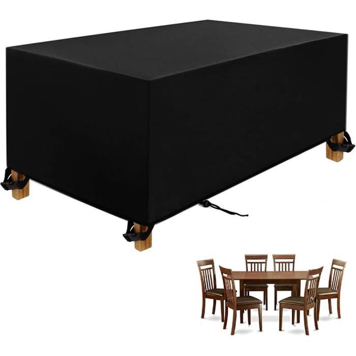 Housse Table De Jardin 170x100x75cm Noir 420D Tissu Oxford Imperméable Résistance Anti-UV Bache Table De Jardin Housses De Protection Pour Mobilier De Jardin Avec Corde Et Boucle De Verrouillage