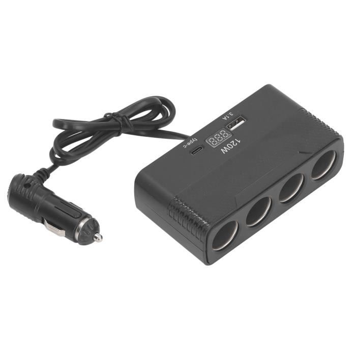 Répartiteur Allume-Cigare 1 Vers 2 Avec Interrupteurs - 12V/24V Fusibles 10A, Câble 30cm