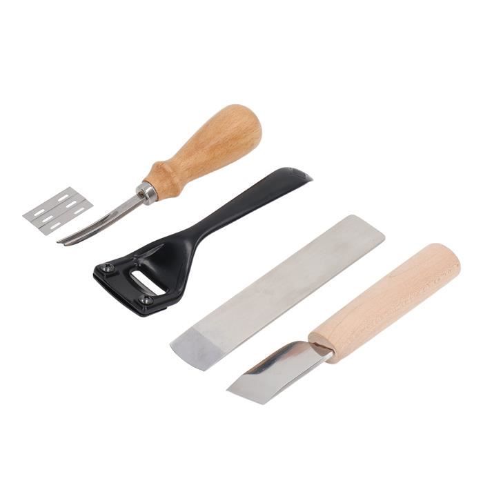 Couteau Artisanat Cuir Walfront - Forme Incurvée Avec 3 Lames De Rechange, Pour Skiver Et Couper Précis