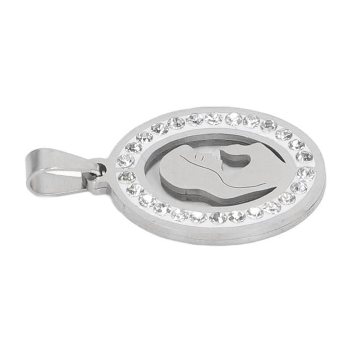 Pendentif Vierge En Acier Inoxydable - Bijou Occasion, Dimensions 4x2 Cm, Micro-rayures