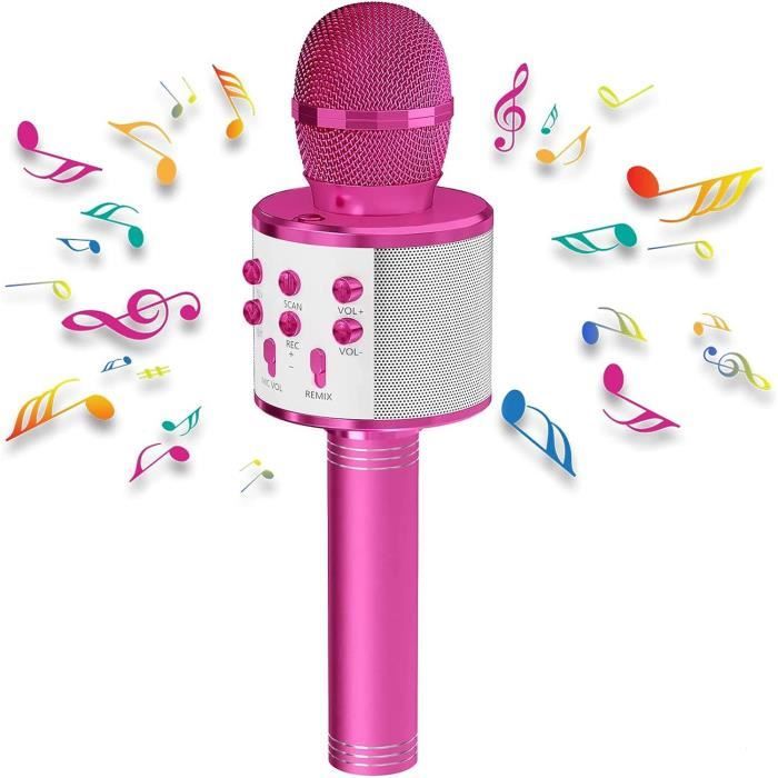 Mini Machine à Karaoké Portable Pour Enfants Et Adultes - 2 Microphones Sans Fil, Des Milliers De Chansons, Son Puissant Et Lumières LED - Cadeau Anniversaire Filles 3-12 Ans (Bleu)