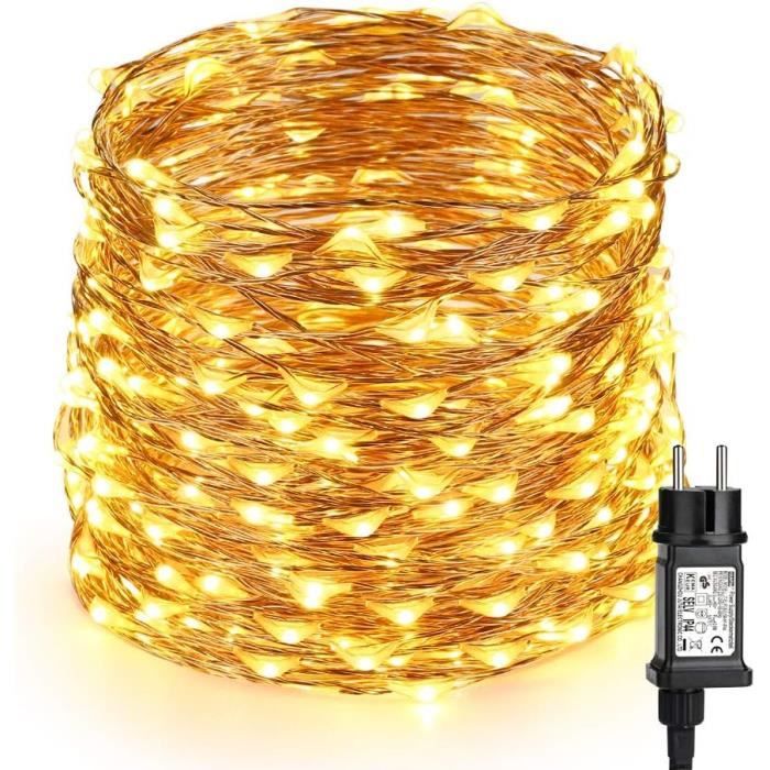 Guirlande Lumineuse 200m 2000 LED Blanc Chaud Avec Télécommande - Fil Cuivre Vert Étanche Intérieur Extérieur