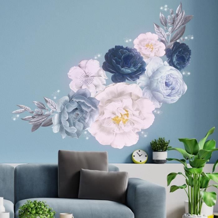 Thème Des Fleurs Stickers Muraux Autocollant Mural Fleurs Amovible Diy ...