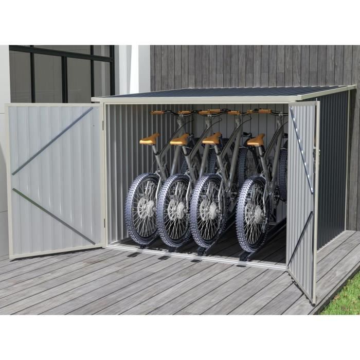 Abri à vélo métal en acier galvanisé gris anthracite 4 m² pour 4 vélos - NIKI