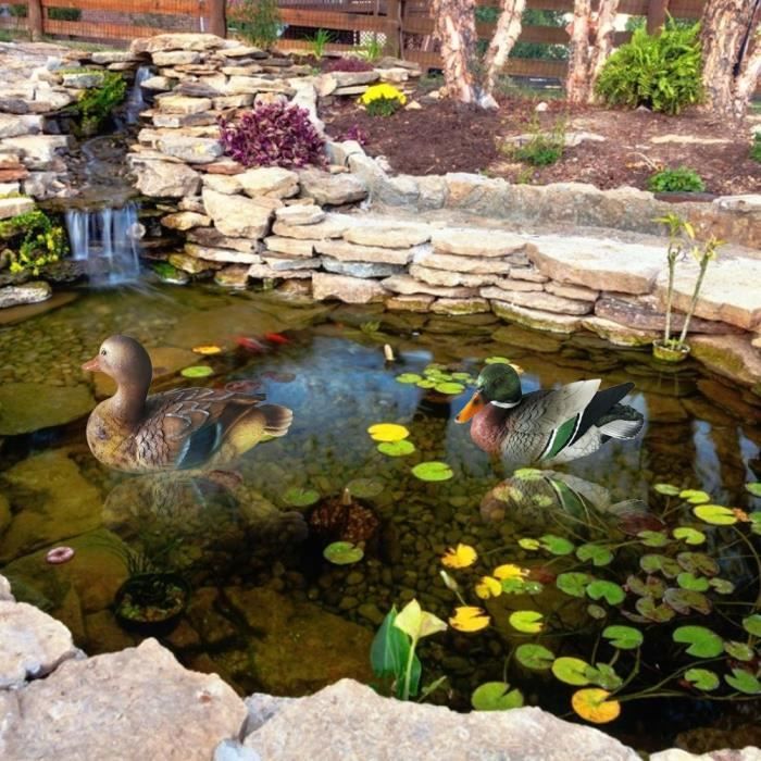 Décoration de bassin flottant - VGEBY - Statue de canard - Résine naturelle et durable - Coloré