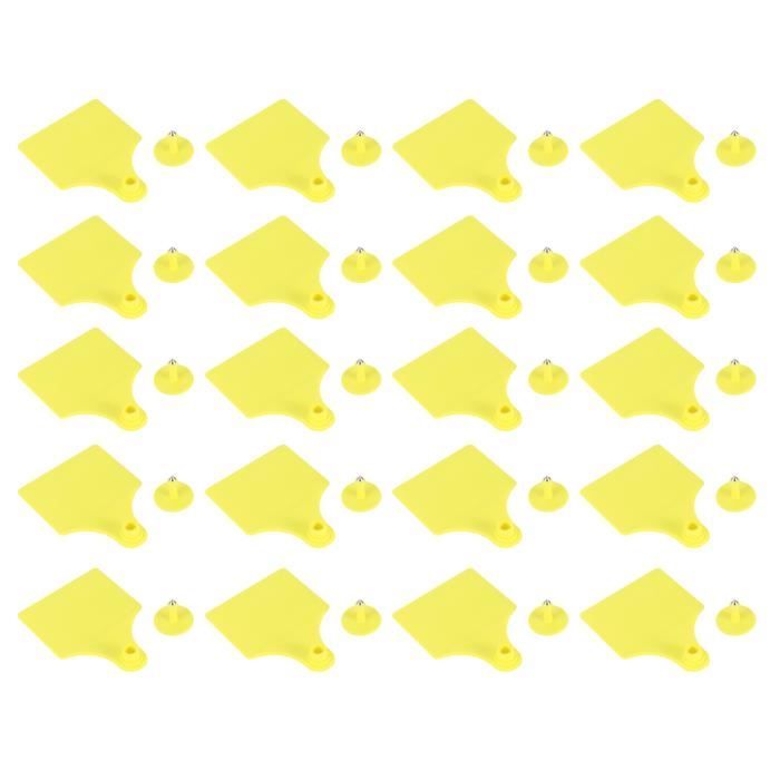 100 Étiquettes D'Oreille Vierges Jaunes TPU Pour Bétail – Chèvres, Moutons, Porcs, Vaches, Veaux – 7,5 X 6 Cm