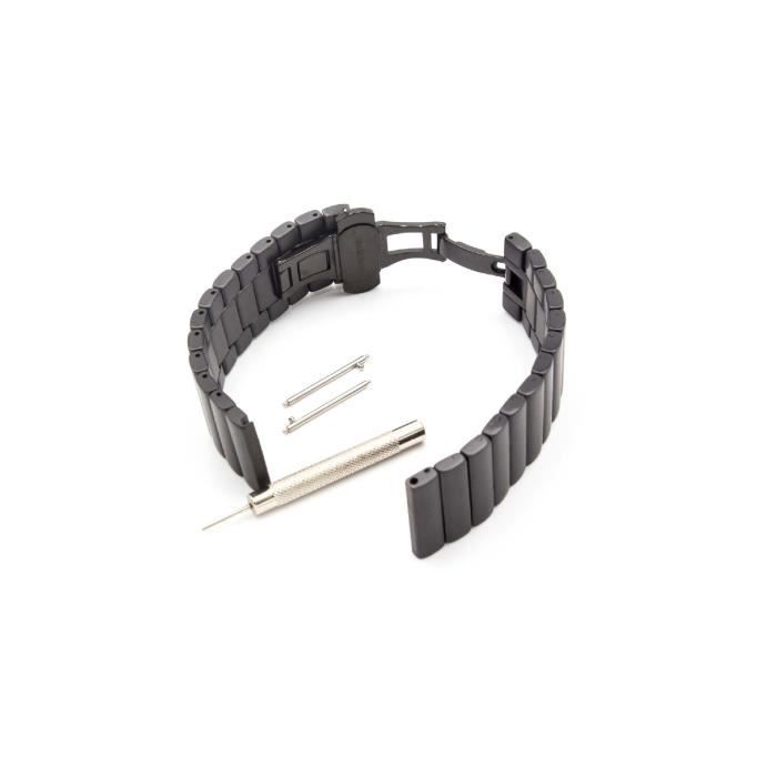vhbw bracelet compatible avec Samsung Galaxy Gear S3 Classic, S3 Frontier, SM-R760, SM-R770 montre connectée - 19 cm acier