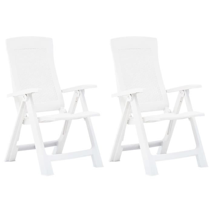 "Top" Chaises inclinables de jardin JILI - Fauteuil d'extérieur 2 pcs Plastique Blanc,14,2 Kg