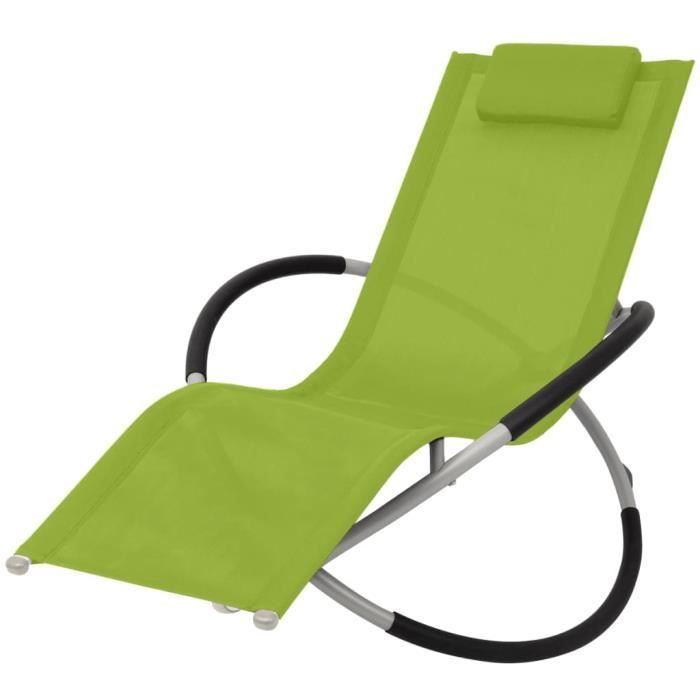 "top" bains de soleil d'extérieur jili - chaise longue géométrique d'extérieur acier vert,8,9 kg