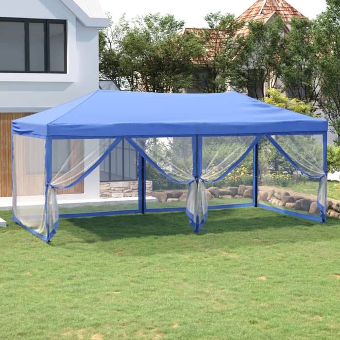 vidaXL Tente de réception pliable avec parois Bleu 3x6 m 93549
