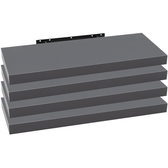 WOLTU Lot de 4 Étagère Murale Étagère Suspendue Étagère Flottante en MDF Gris Foncé 60 x 22.9 x 3.8 cm